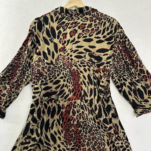 Go Fish Wrap Dress Womens XXL Animal Print Midi Rayon Mobwife Artsy Boho - Picture 7 of 13